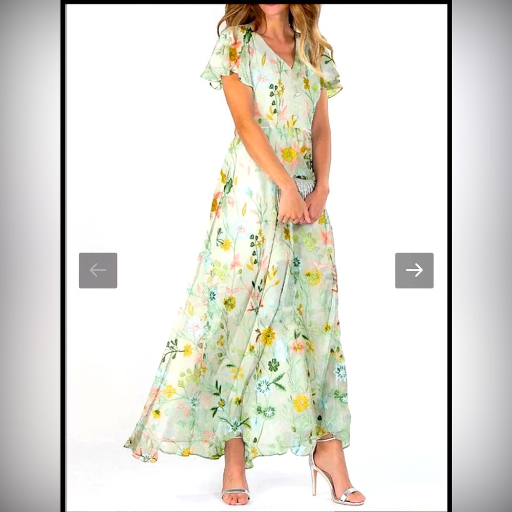MOCIEM Green Floral Maxi Dress XL.  NWT!